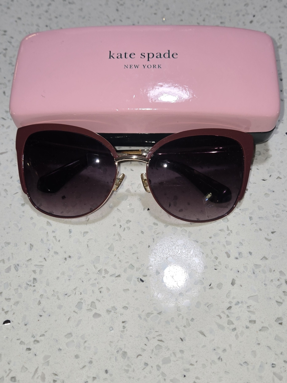 Kate Spade Cat Eye Sunglasses- Burgandy Metal Frame